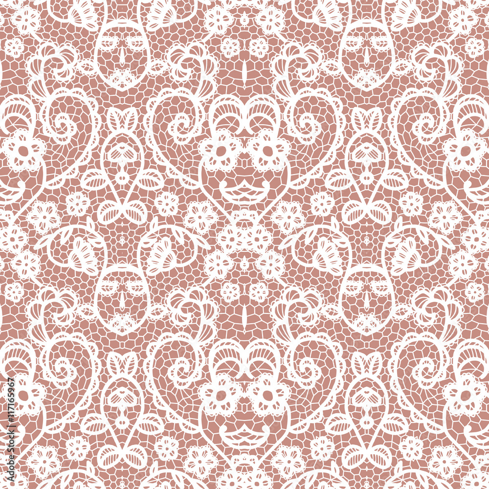 Lace seamless pattern with flowers