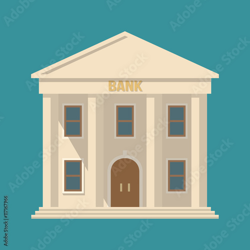 Flat detailed bank building icon. Vector illustration photo