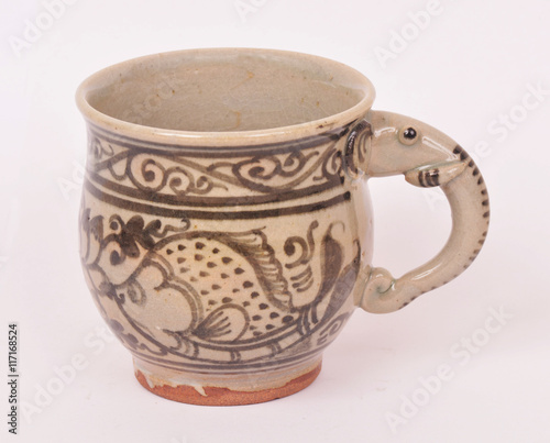 Sangkhalok cup with elephant handle