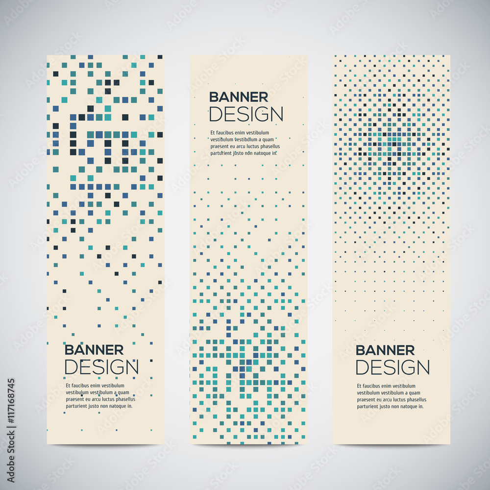 Banners with abstract colorful random geometric background - obrazy, fototapety, plakaty 