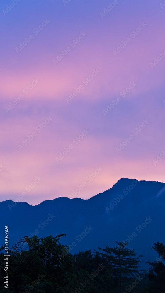 Colorful Sky over the mountain in evening Colorful Sky over the mountain in evening