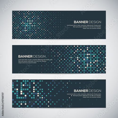 Banners with abstract colorful random geometric background