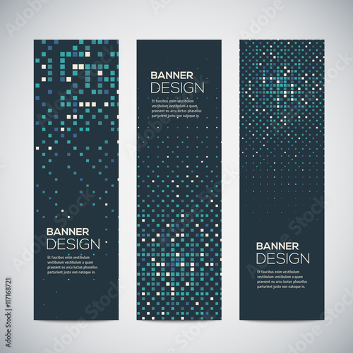 Banners with abstract colorful random geometric background