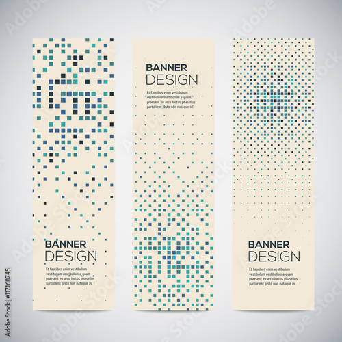 Banners with abstract colorful random geometric background