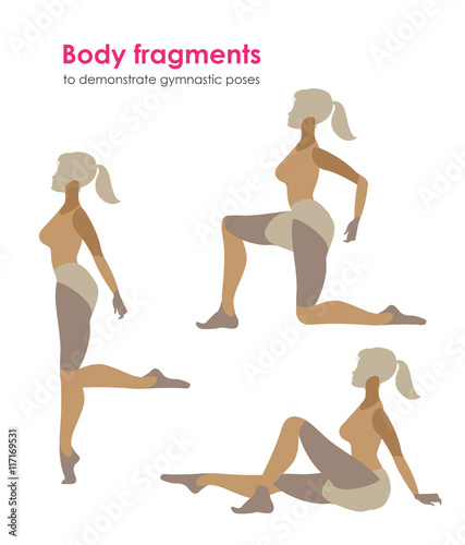 Fragments of body for demonstrating gymnastic poses