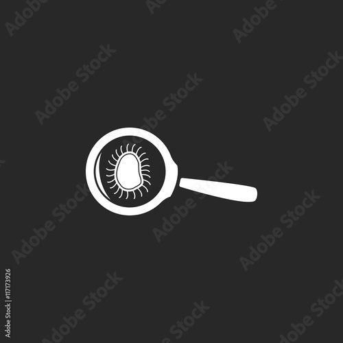 Biology school subject. Virus and bacteria with Magnifying glass simple icon on background