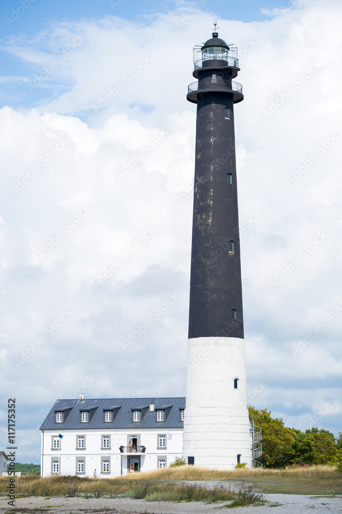 Saare Lighthouse. The main Southern lighthouse on island Saaremaa, Baltic Sea, Estonia, Europe.