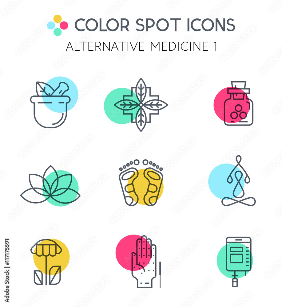 Colorblock Alternative Medicine icons.