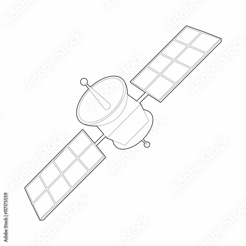 Space satellite icon in outline style on a white background