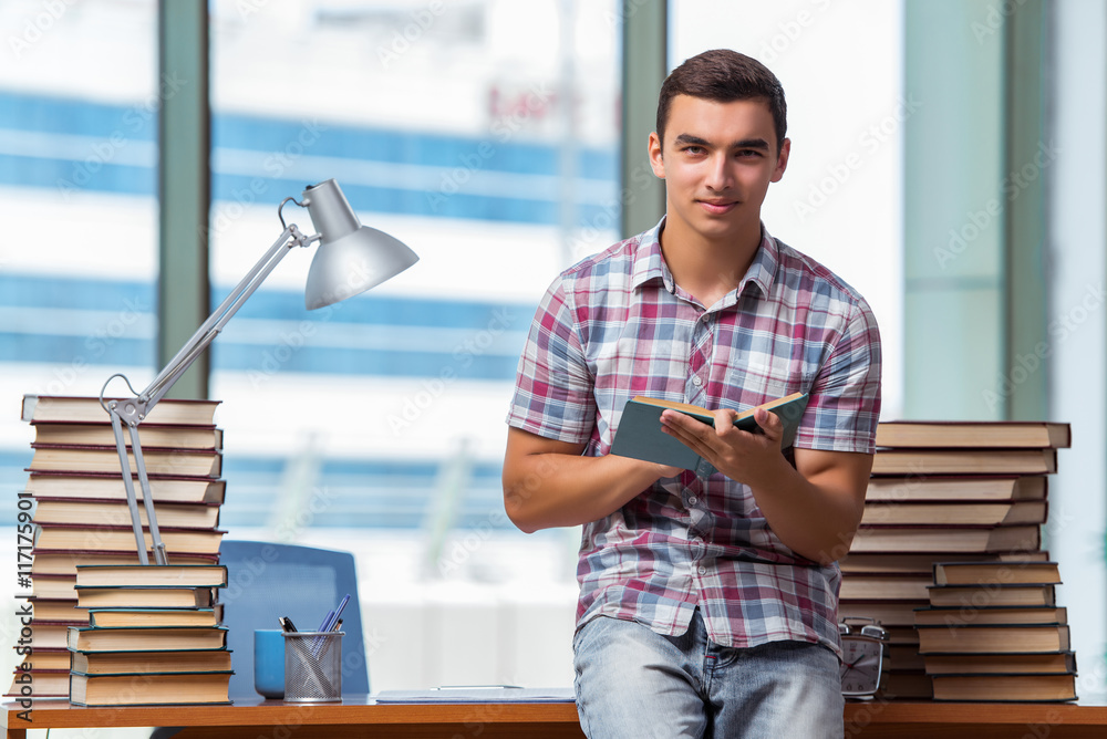 Fototapeta premium Young student preparing for college exams