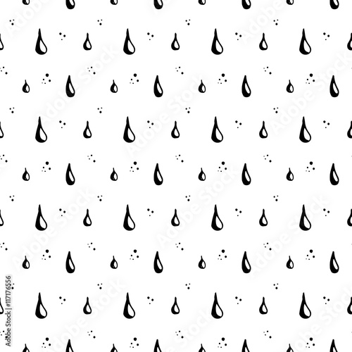 seamless hand drawn pattern with rain drops