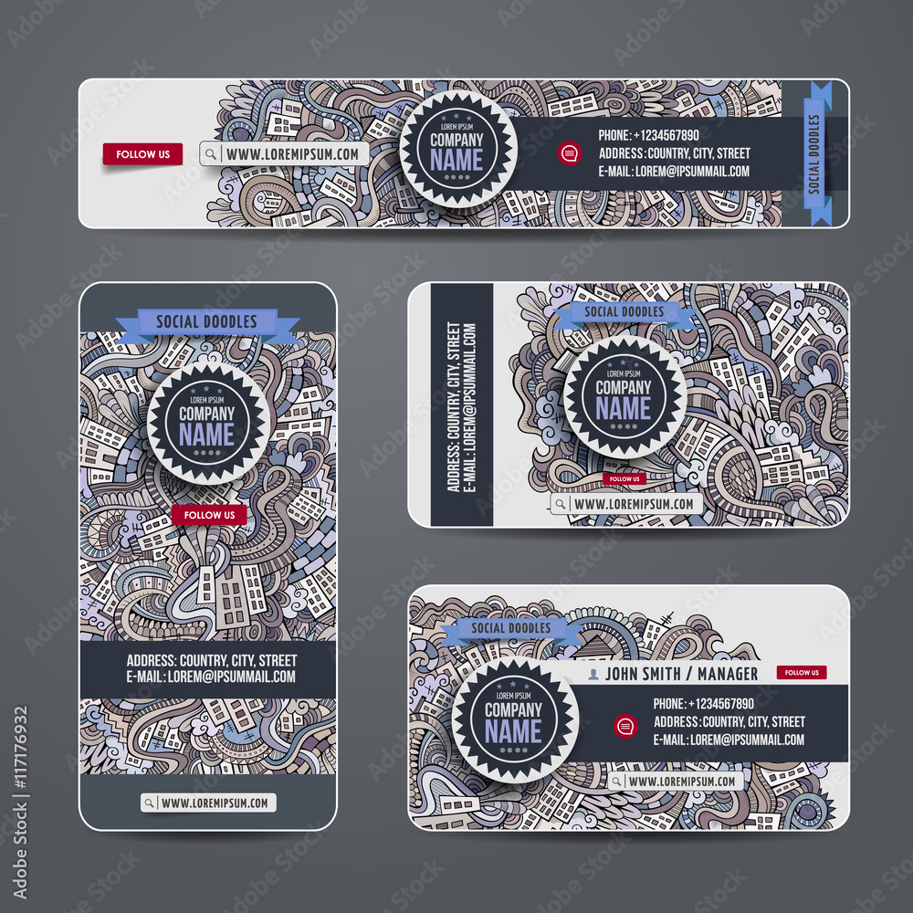 Fotografie Corporate Identity doodles cartoon city theme