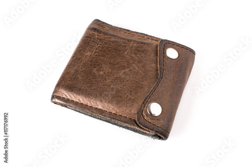 Old Brown wallet isolated on white background