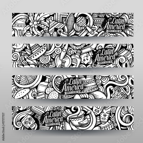 Graphics vector Latin American Doodle banners