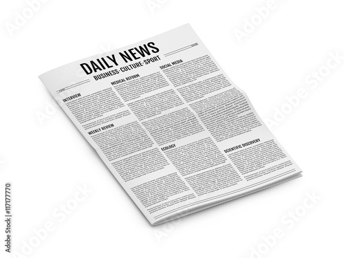 Newspaper isolated on white background