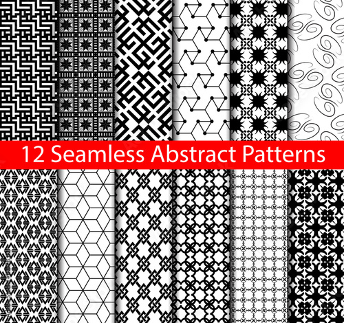 Set of 12 abstract seamless patterns