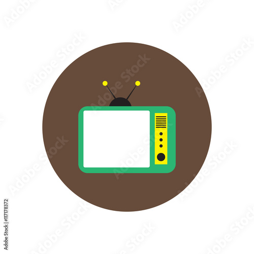 Vector icon on the white backgrounds in circles retro tv 