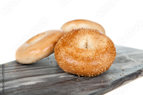 Bagels on gray background
