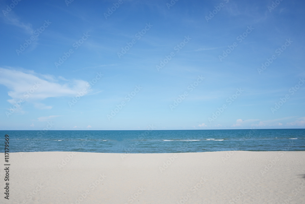 Natural white sand and sea with blue sky