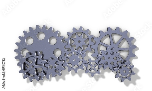 Metallic cogwheel set. 3D r...
