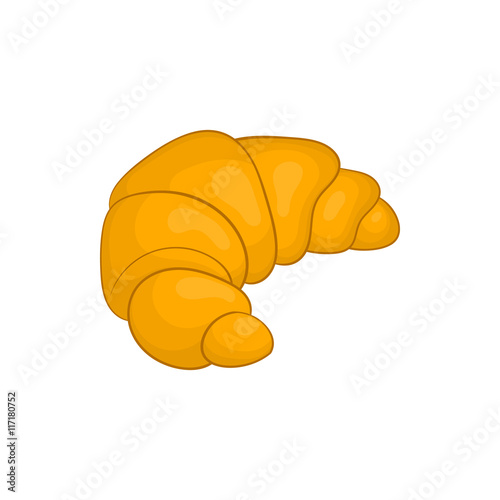 Fresh croissant icon in cartoon style isolated on white background