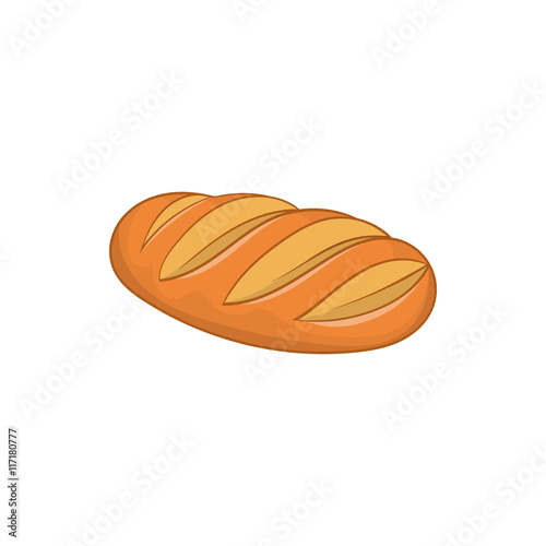 Fresh bread icon in cartoon style isolated on white background