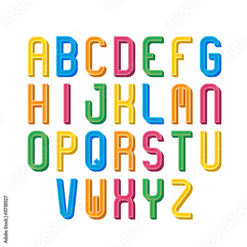 Kids alphabet. Colorful letters isolated on white background. Vector illustration EPS 10