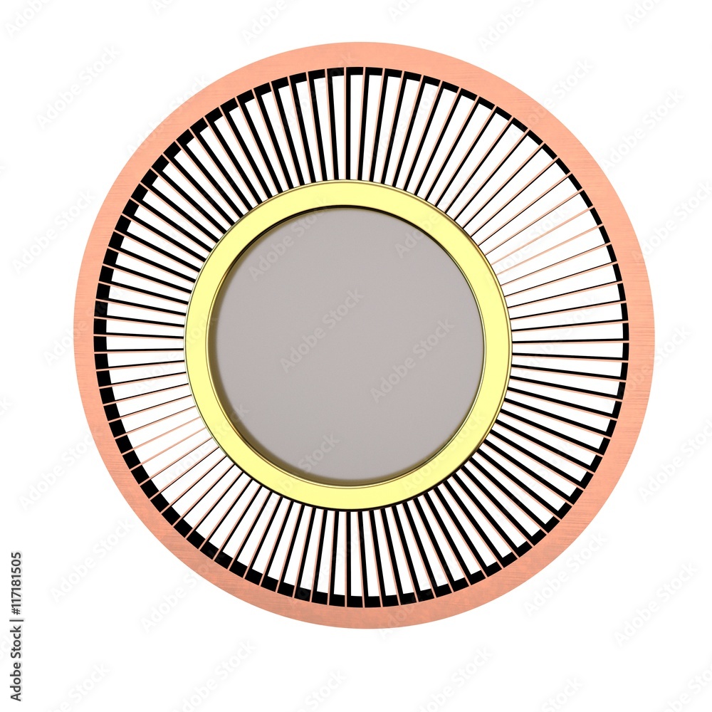 Metal badge in form of circle .3D rendering illustration. Metal badge in form of circle .3D rendering illustration.