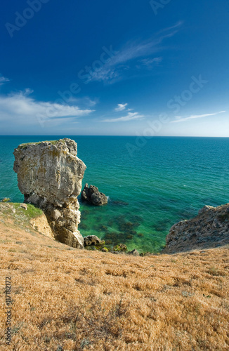 stone cliffs on the coast