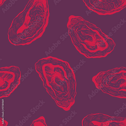 Oysters vintage vector pattern.