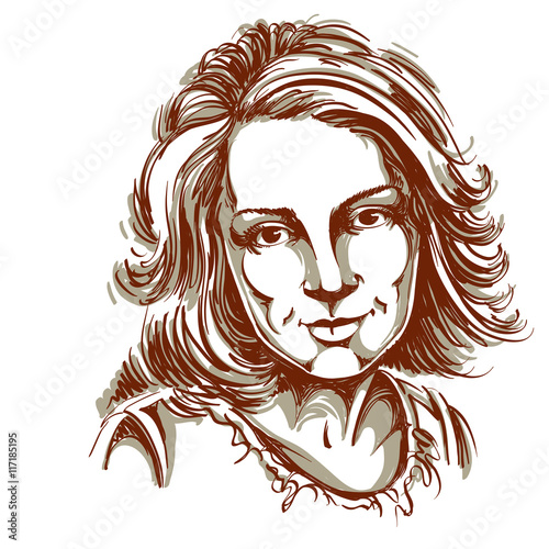 Graphic vector hand-drawn illustration of white skin attractive
