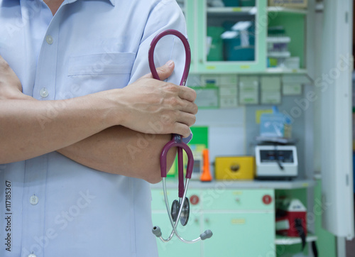 Close up doctor with stethoscope