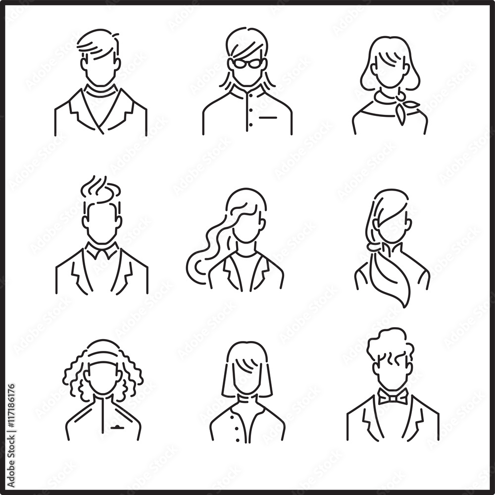 Business People in Modern Flat Line, Young and New Age Business People Business People in Modern Flat Line, Young and New Age Business People