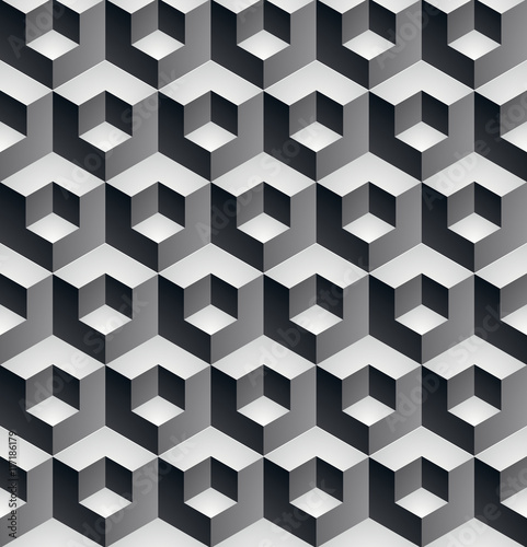 Fototapeta Naklejka Na Ścianę i Meble -  Geometric seamless pattern, endless black and white vector regul