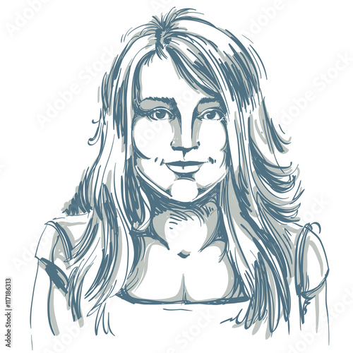 Graphic vector hand-drawn illustration of white skin attractive