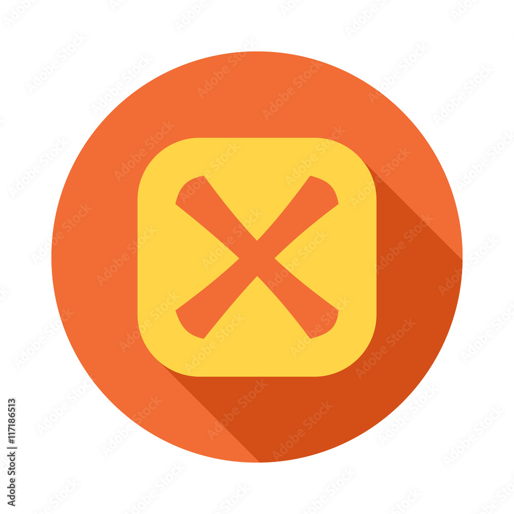 Obraz premium Cross in square icon in flat style with long shadow. Click and choice symbol