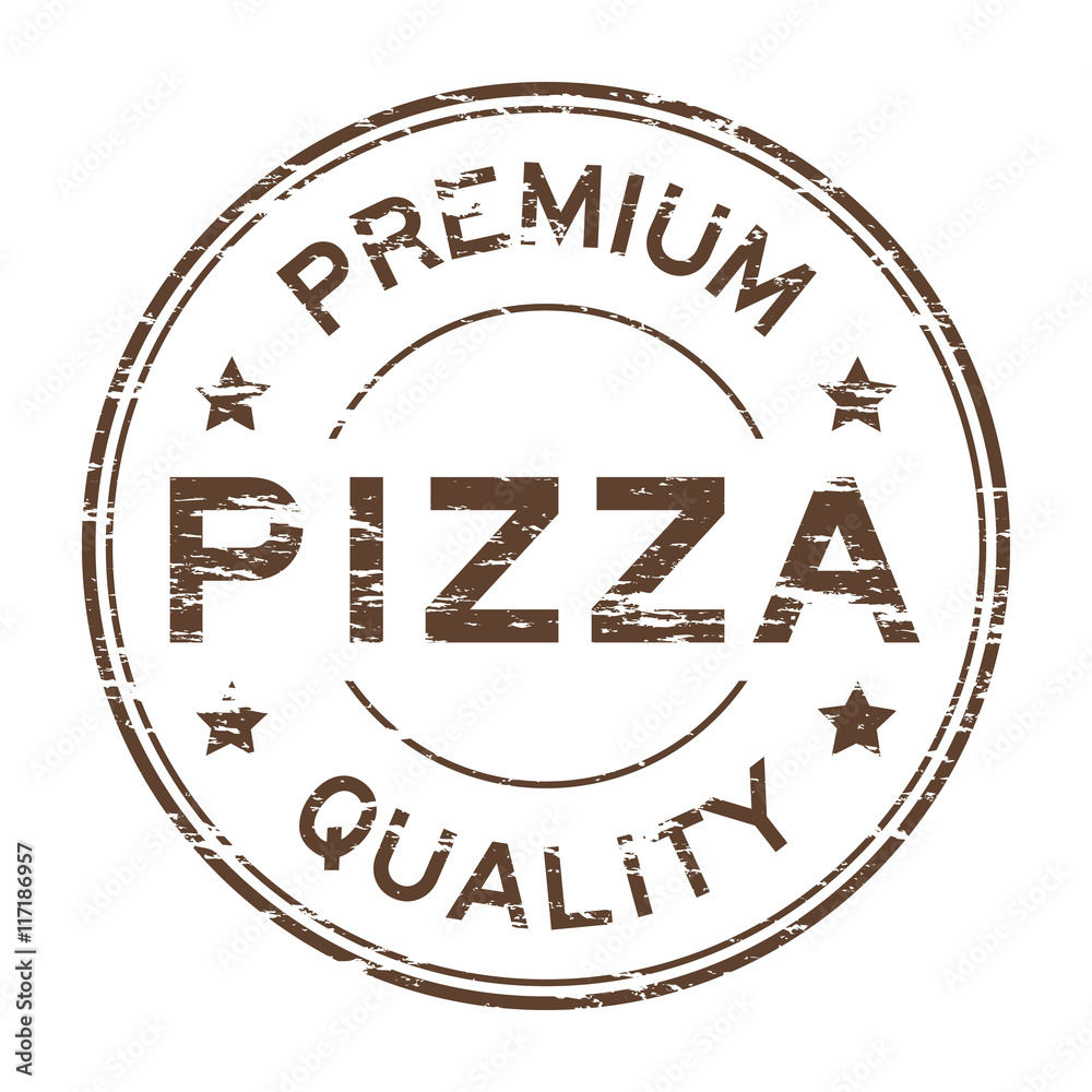 Grunge brown premium quality and pizza rubber stamp