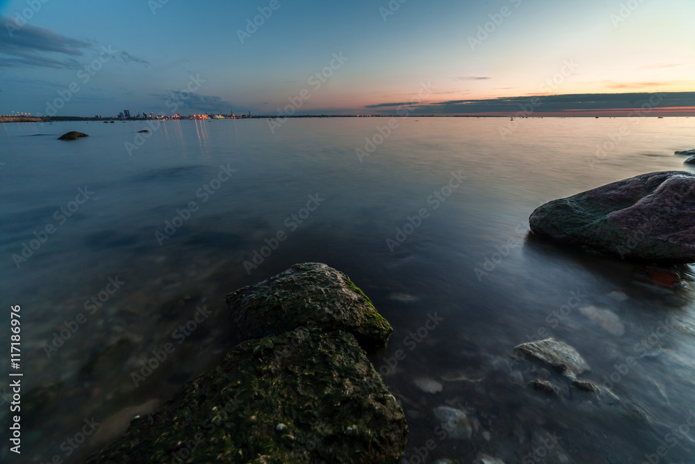 Calm Baltic sea seascape with rocks Calm Baltic sea seascape with rocks