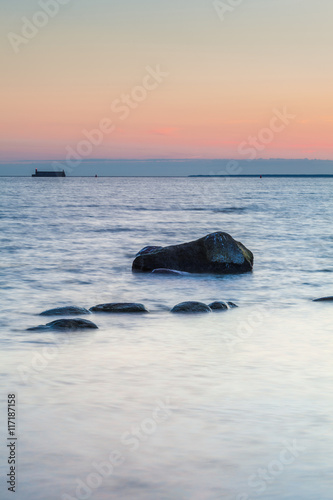 Calm Baltic sea seascape with rocks