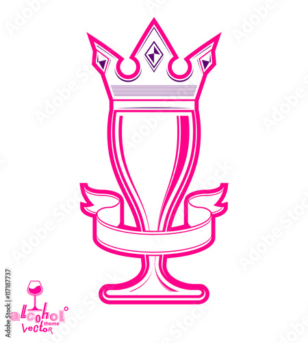 Monarch wineglass with decorative crown, royal theme vector symb © Sylverarts