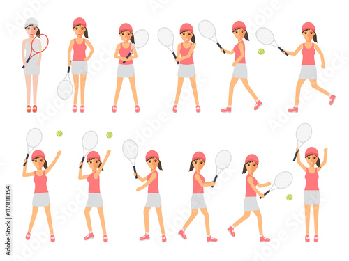 Tennis players, tennis sport athletes in actions