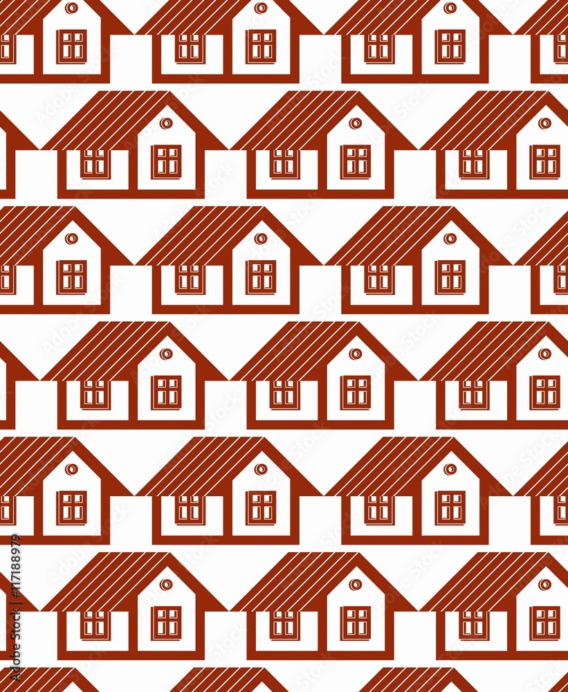 Real estate theme symmetric vector seamless pattern, abstract ho