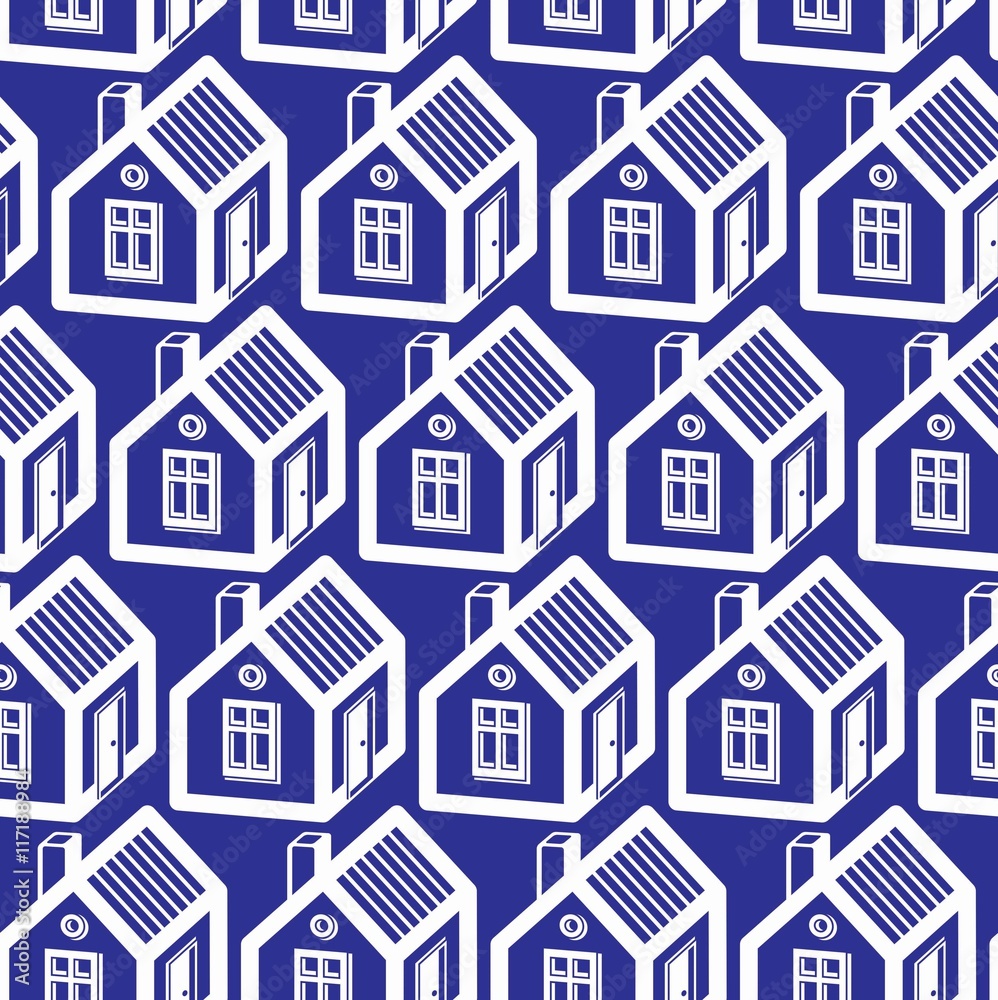 Simple houses continuous vector background. Property developer c