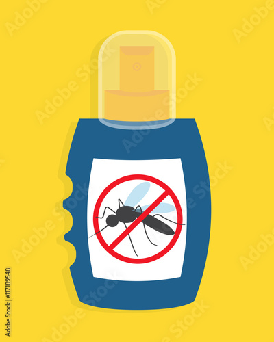 Mosquito free spray. Insects repellent vector bottle.
