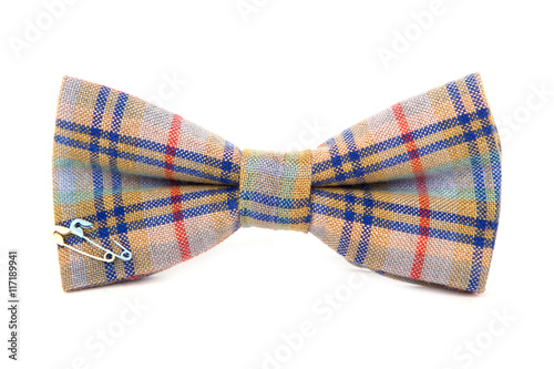 Valokuva colored bow tie with a clip on  white background