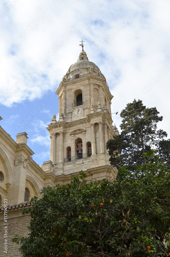 Fototapeta premium Bell tower of the cathedral of Malaga (Spain) 