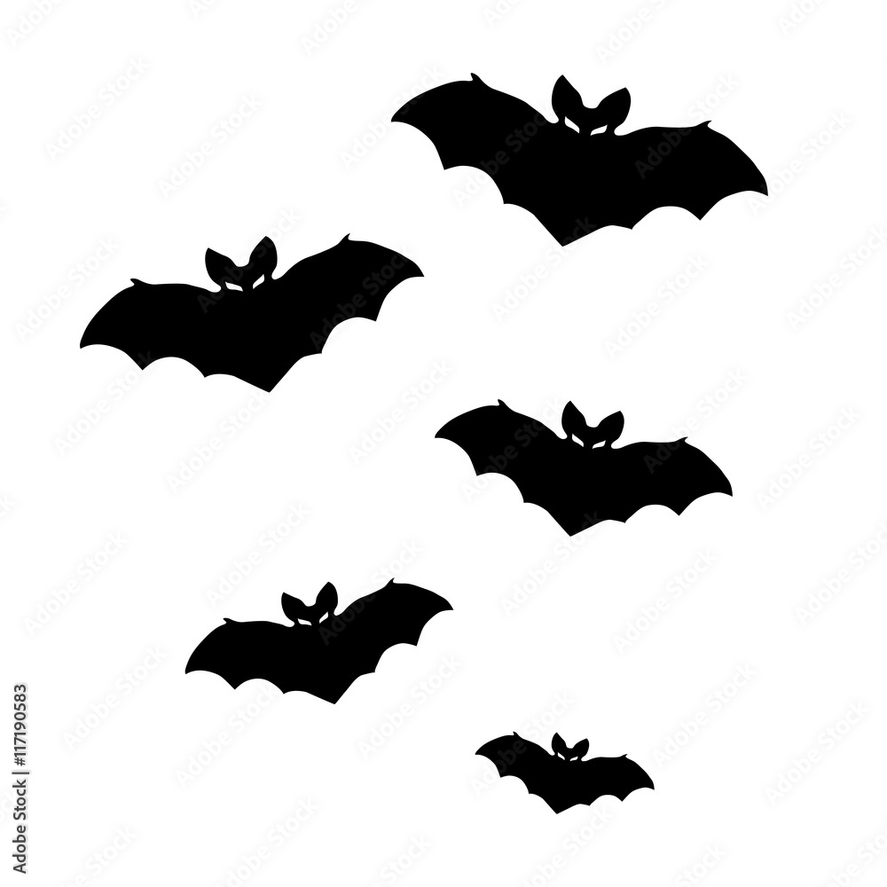 Vector silhouettes of bats on white background Vector silhouettes of bats on white background