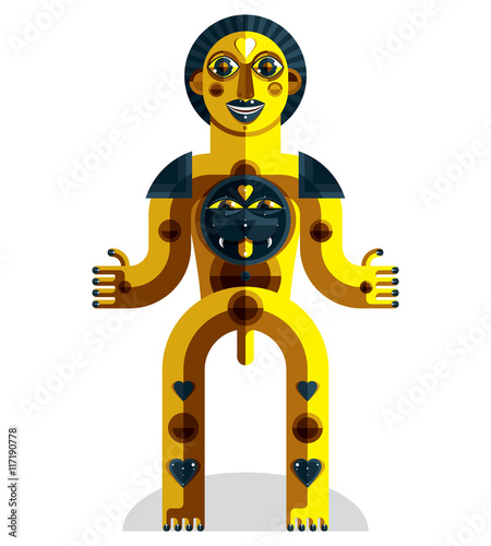 Vector avant-garde illustration of mythic person, pagan symbol.