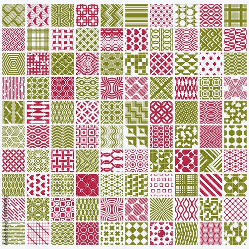 Set of vector endless geometric patterns composed with different