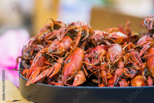 a lot of crayfish on a plate on a plate